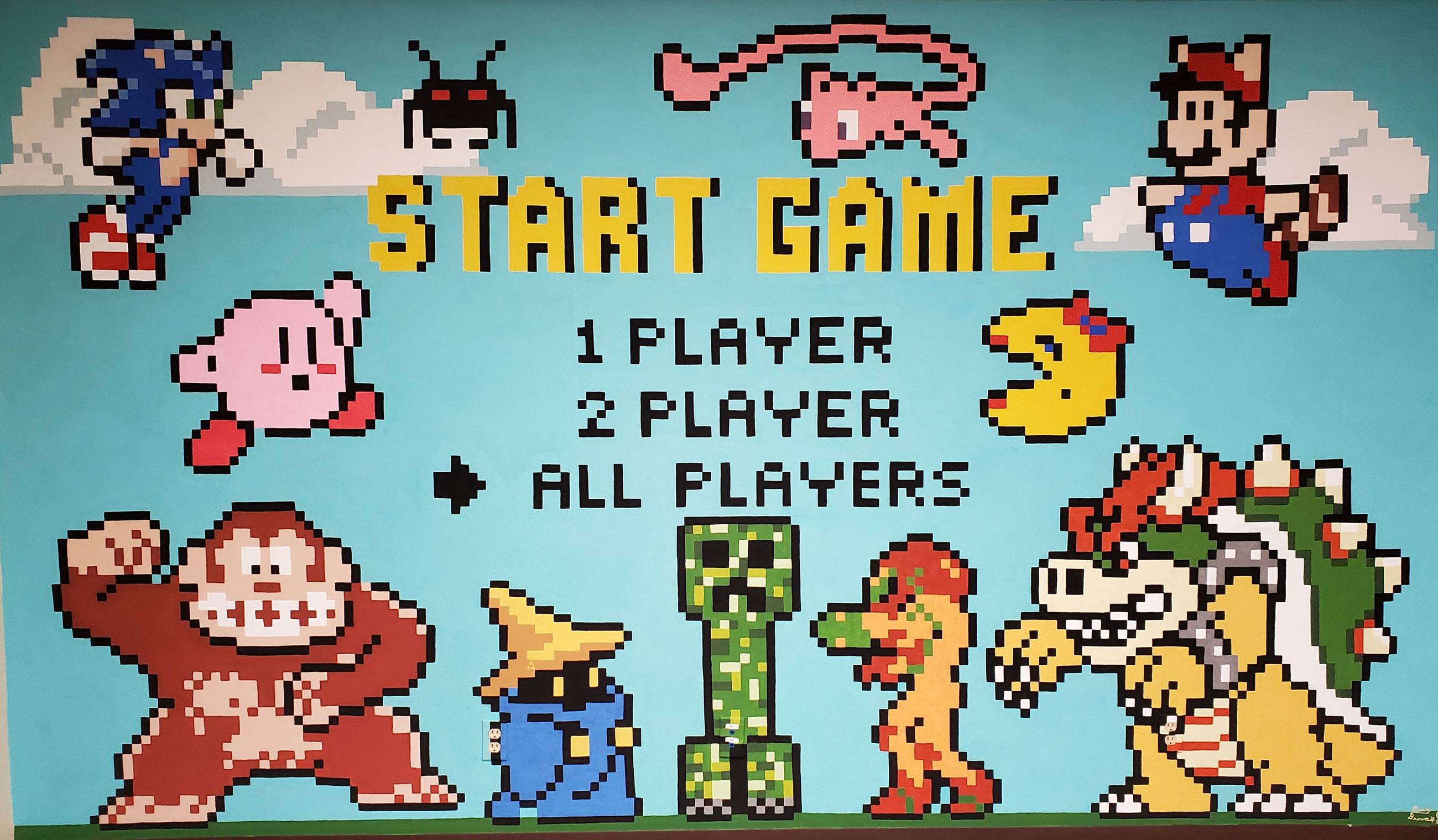 Canon City Public Library's Teen Room Mural, includes pixelated pictures of video game characters