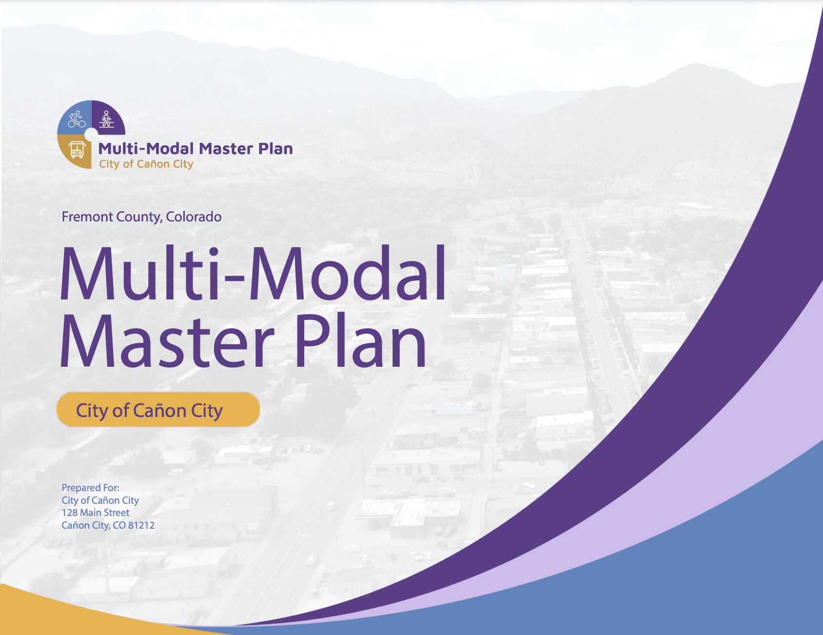 Document Cover with transparent image of birds-eye view of downtown Canon City