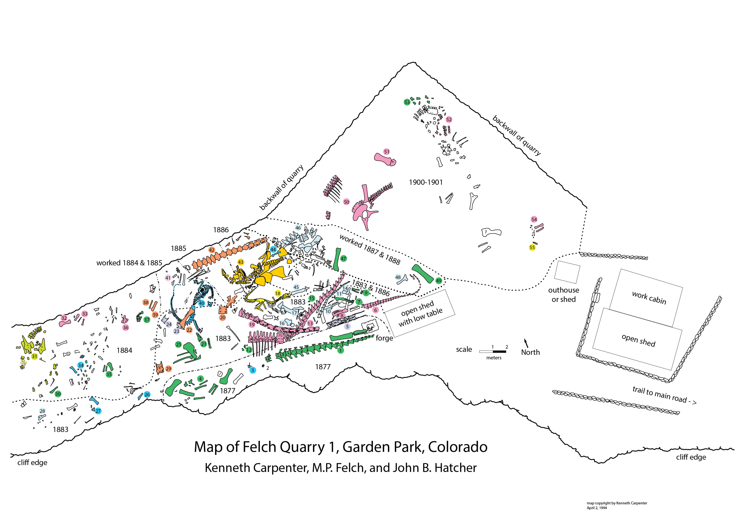 Generic image of the Felch Quarry map of dinosaur fossils.