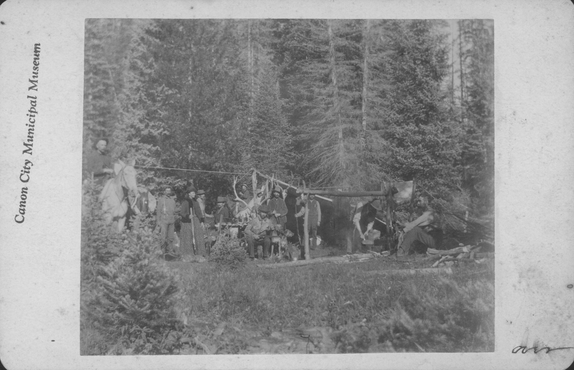 Black and white image of DeWeese hunting trip to Alaska circa 1899.